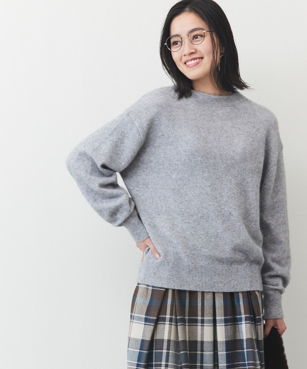 ラクーン混ニット ライトグレー