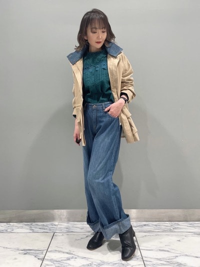 デニム切替コート