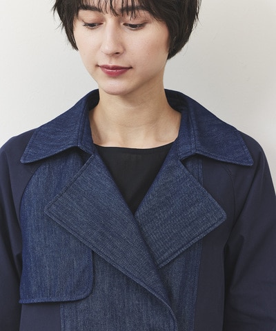 デニム切替コート