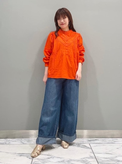 レース切替ブラウス