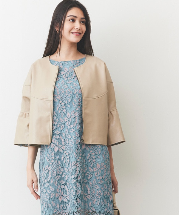 合皮フレア袖ブルゾン