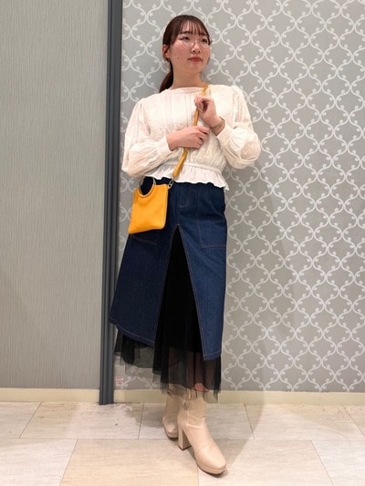 チュールデニムスカート