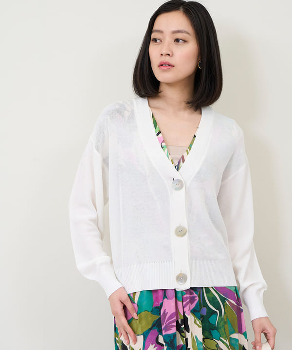 シェル釦カーディガン
