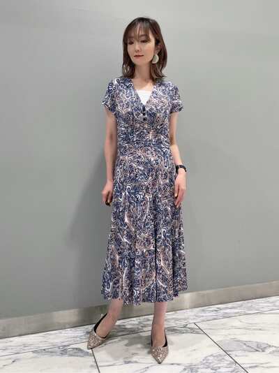 ペイズリー柄ジャージワンピース