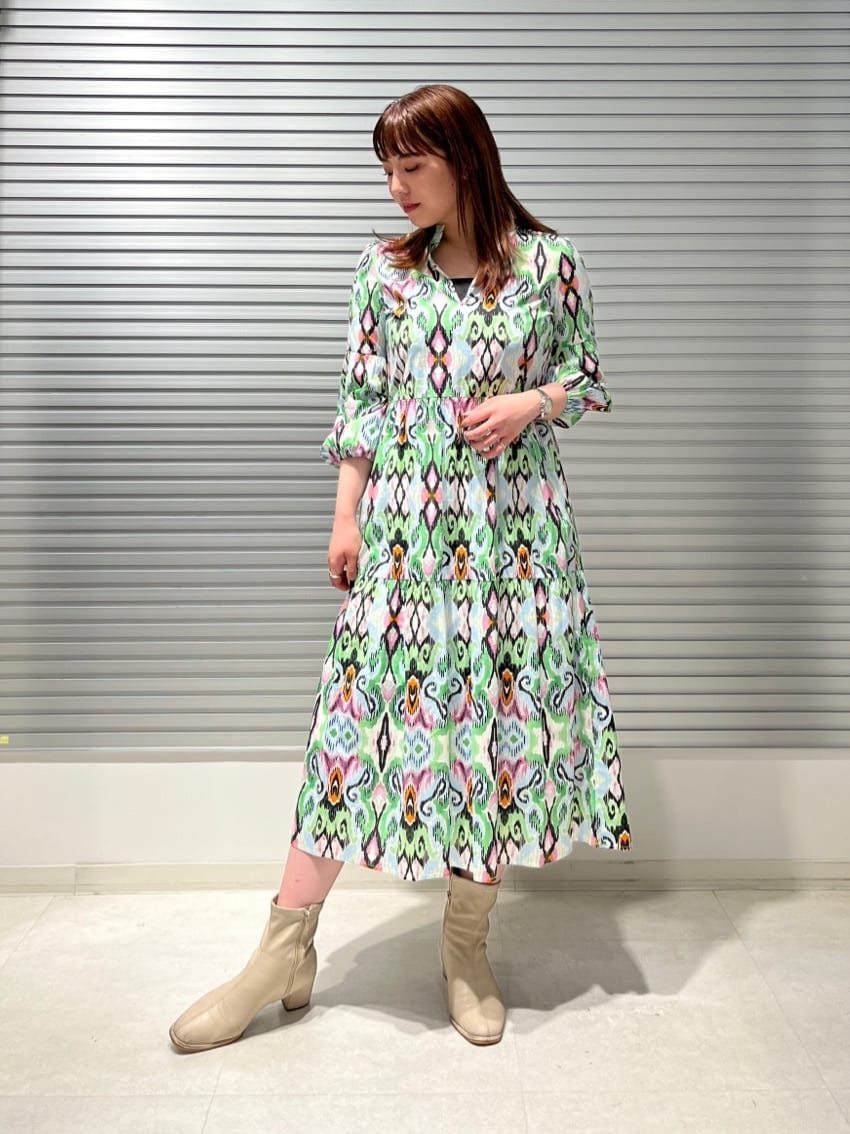 プリントティアードワンピース