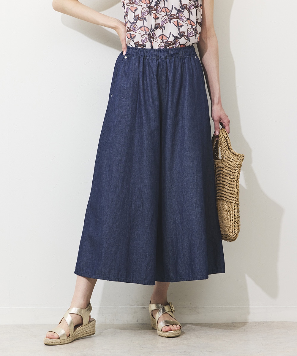 リネン混デニムガウチョ