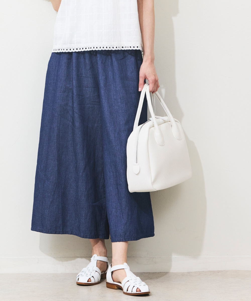 リネン混デニムガウチョ