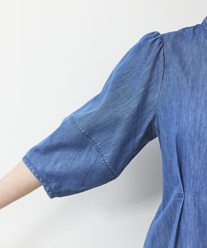 ボリューム袖デニムブラウス