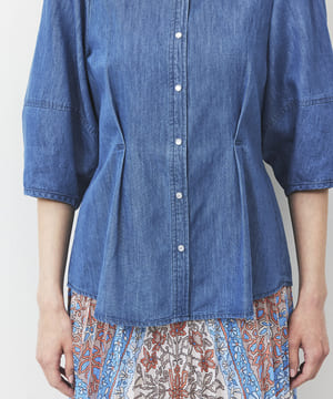 ボリューム袖デニムブラウス