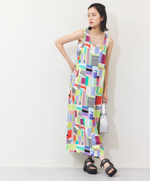 ジオメトリックプリントワンピース