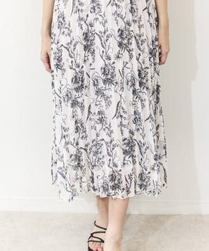 モノトーンフラワーワンピース