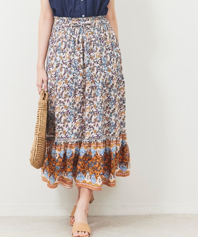 フラワーパネルシャーリングスカート