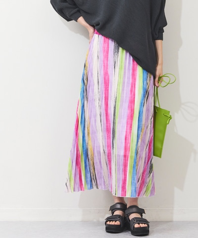ぼかしストライププリーツスカート