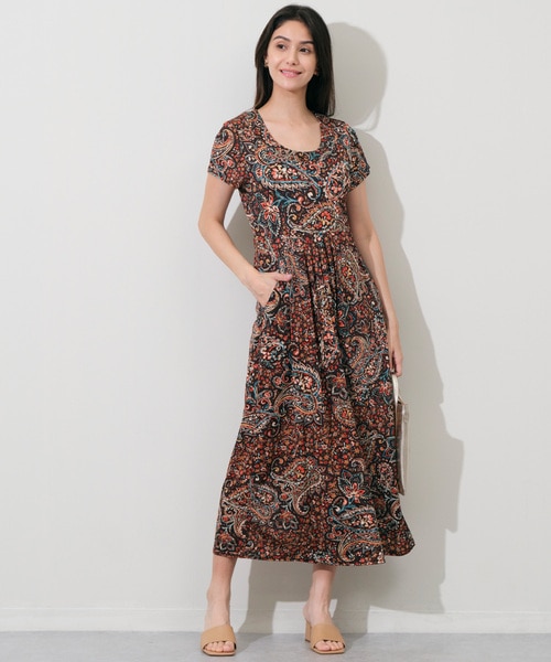 ペイズリージャージワンピース