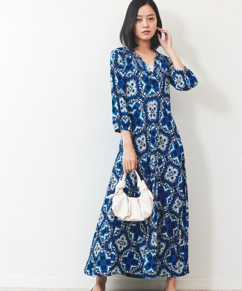 フラワーモチーフジャージワンピース