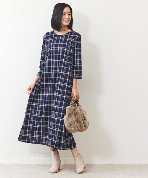 チェックジャージワンピース