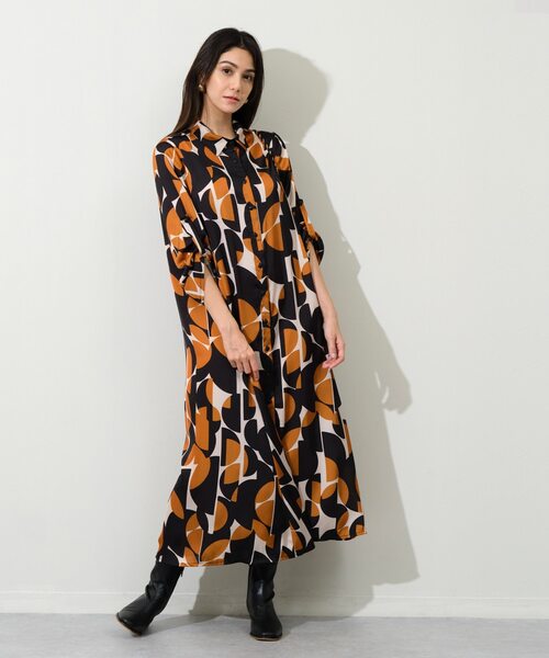 ジオメトリックプリントワンピース