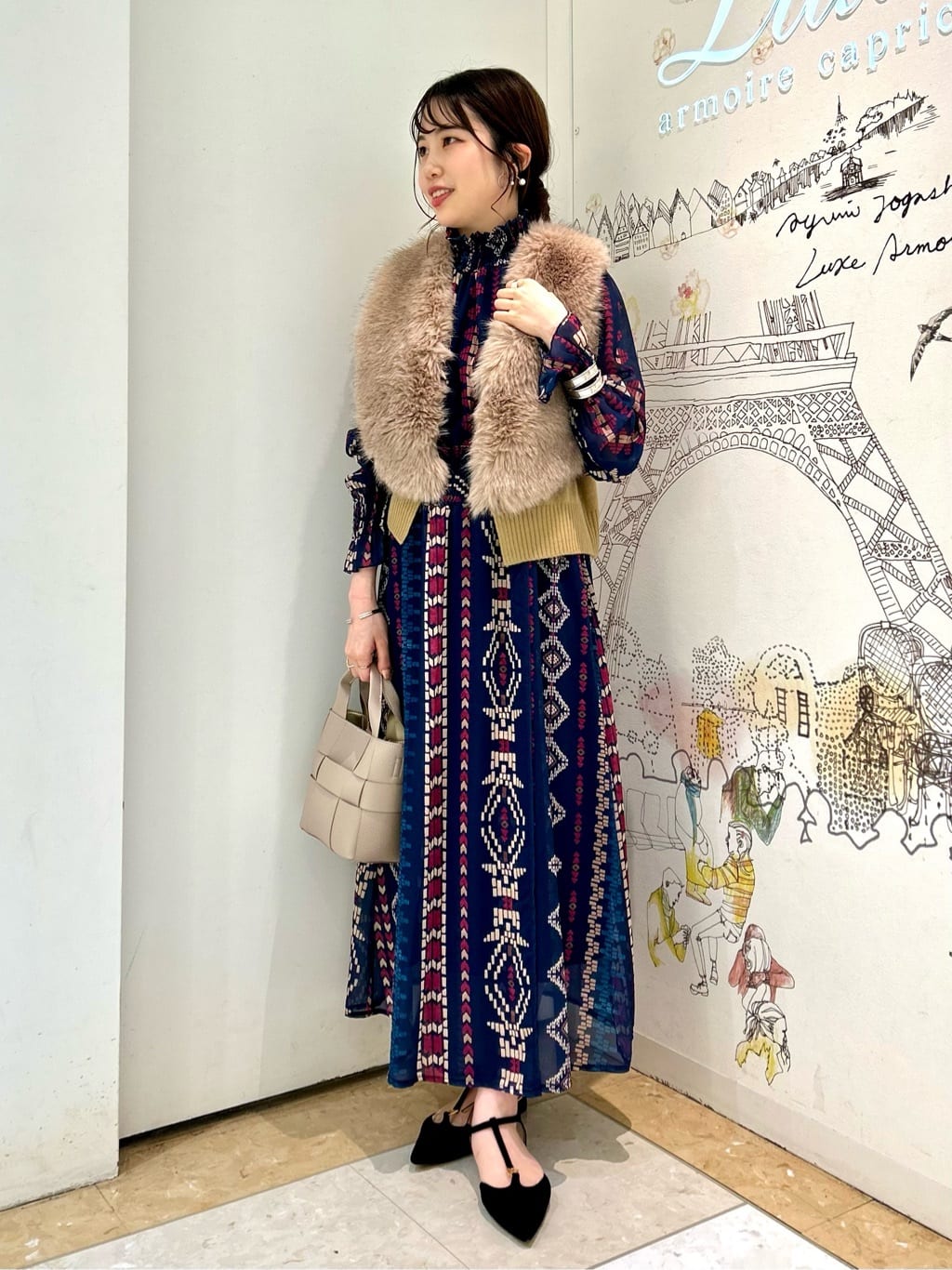 フェイクファー切り替えジレ