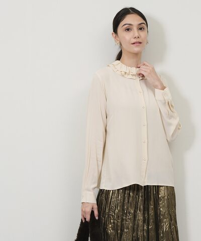 襟フリルブラウス