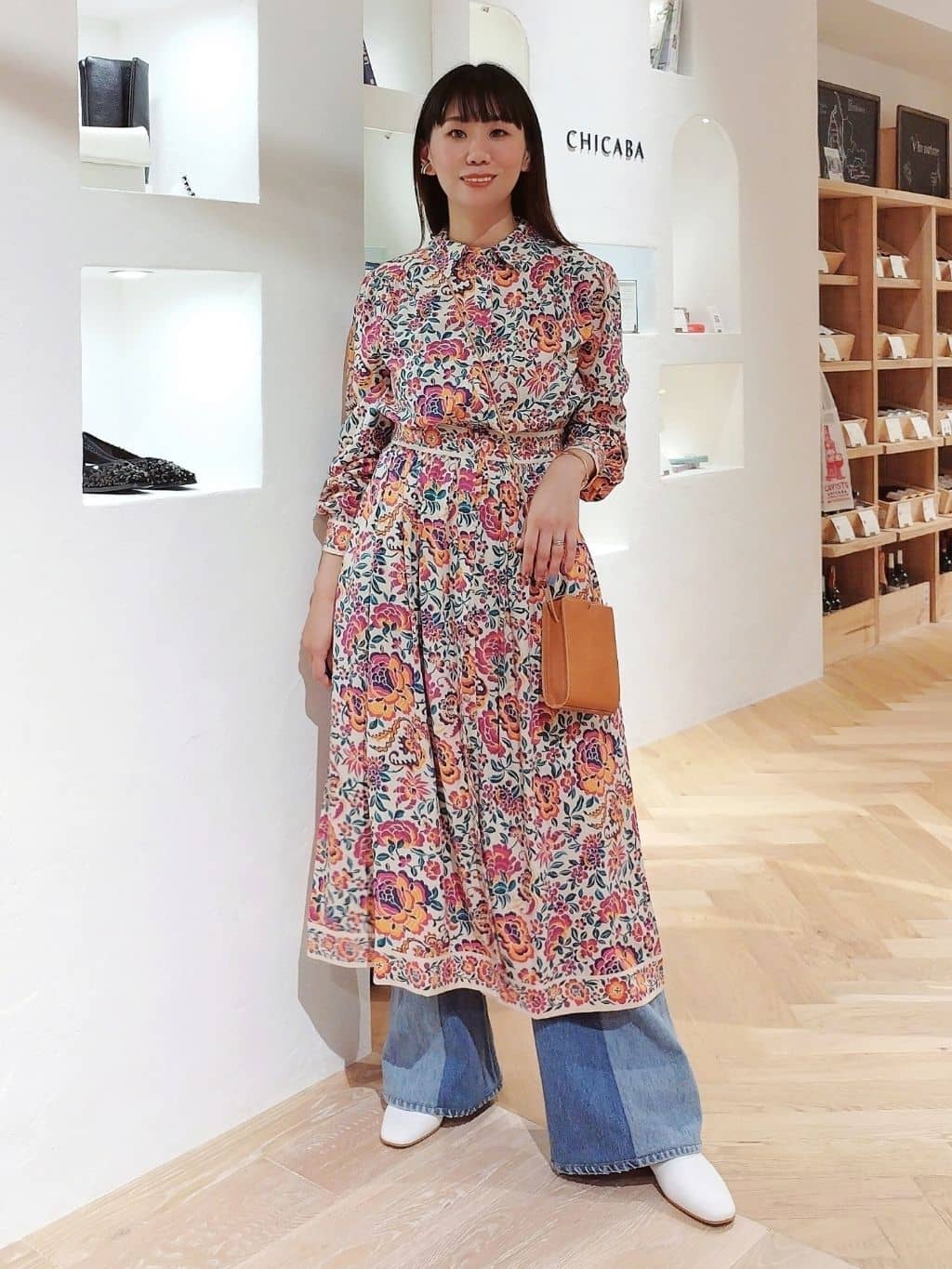 フラワープリントワンピース