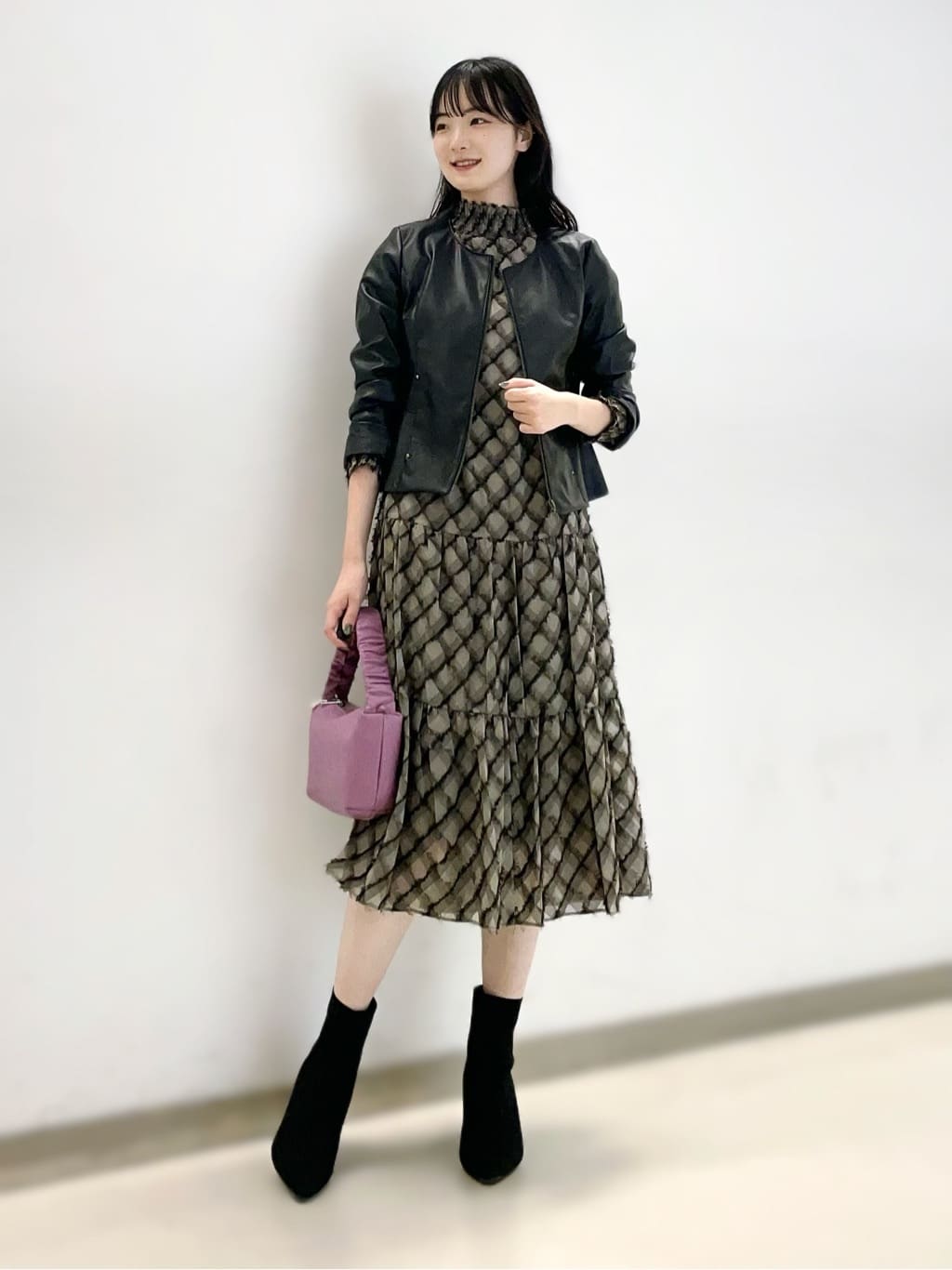 3Dチェックワンピース