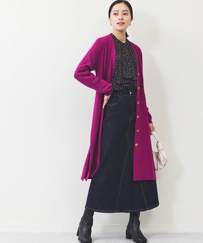 ボタンロングカーディガン