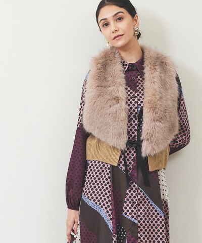 フェイクファー切り替えジレ