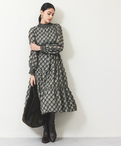 3Dチェックワンピース