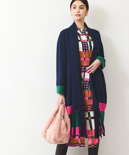 配色フリンジカーディガン
