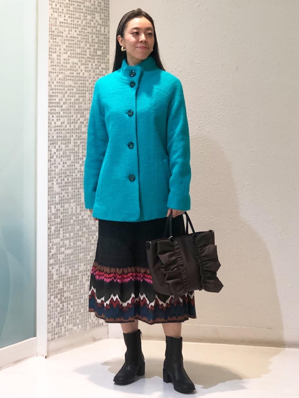 スタンドカラー切り替えコート