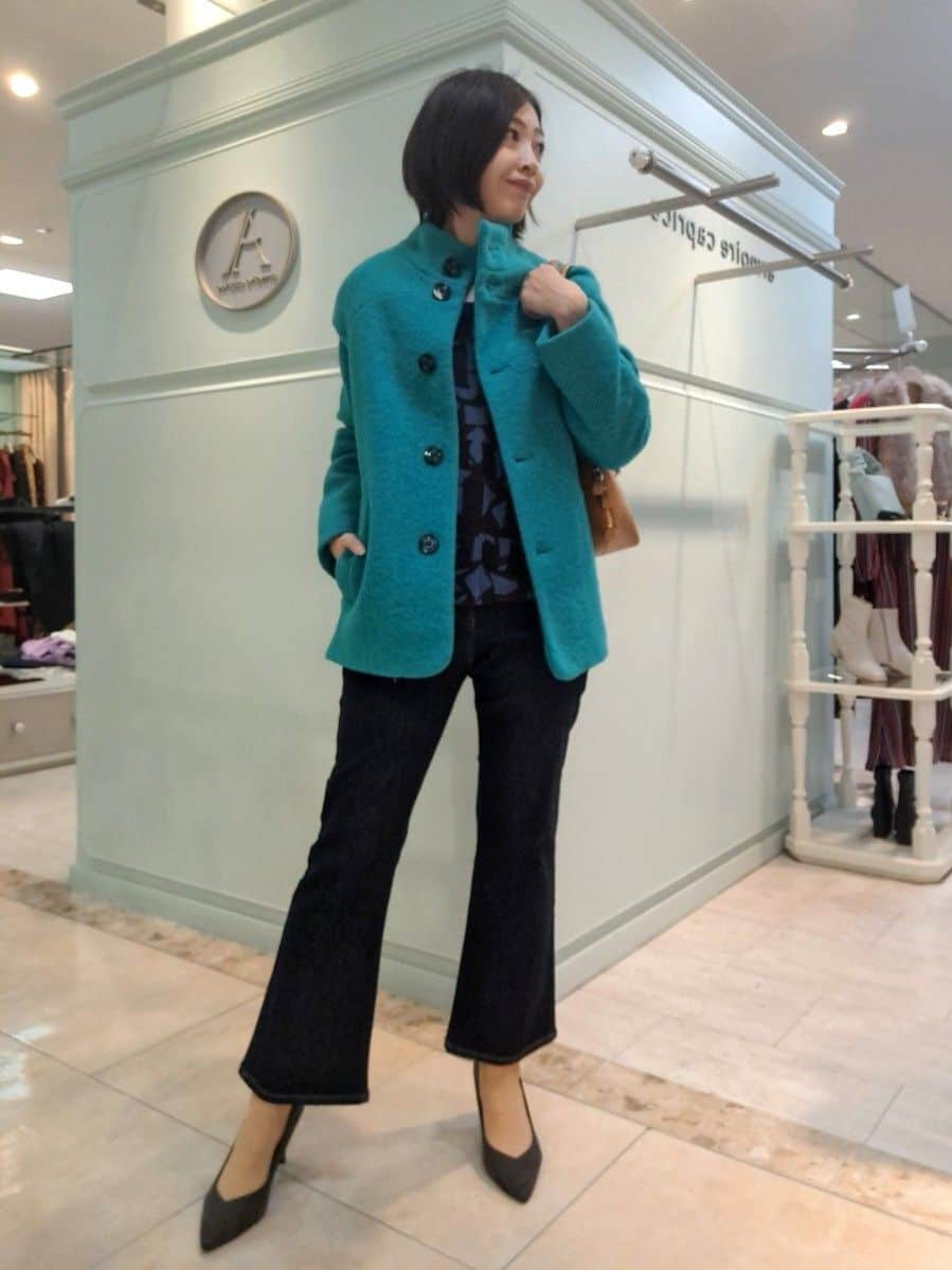 スタンドカラー切り替えコート