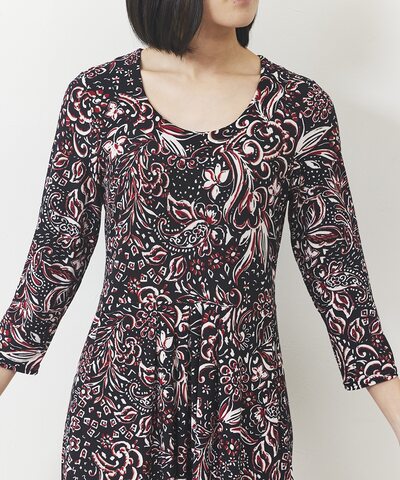 フラワーペイズリージャージワンピース