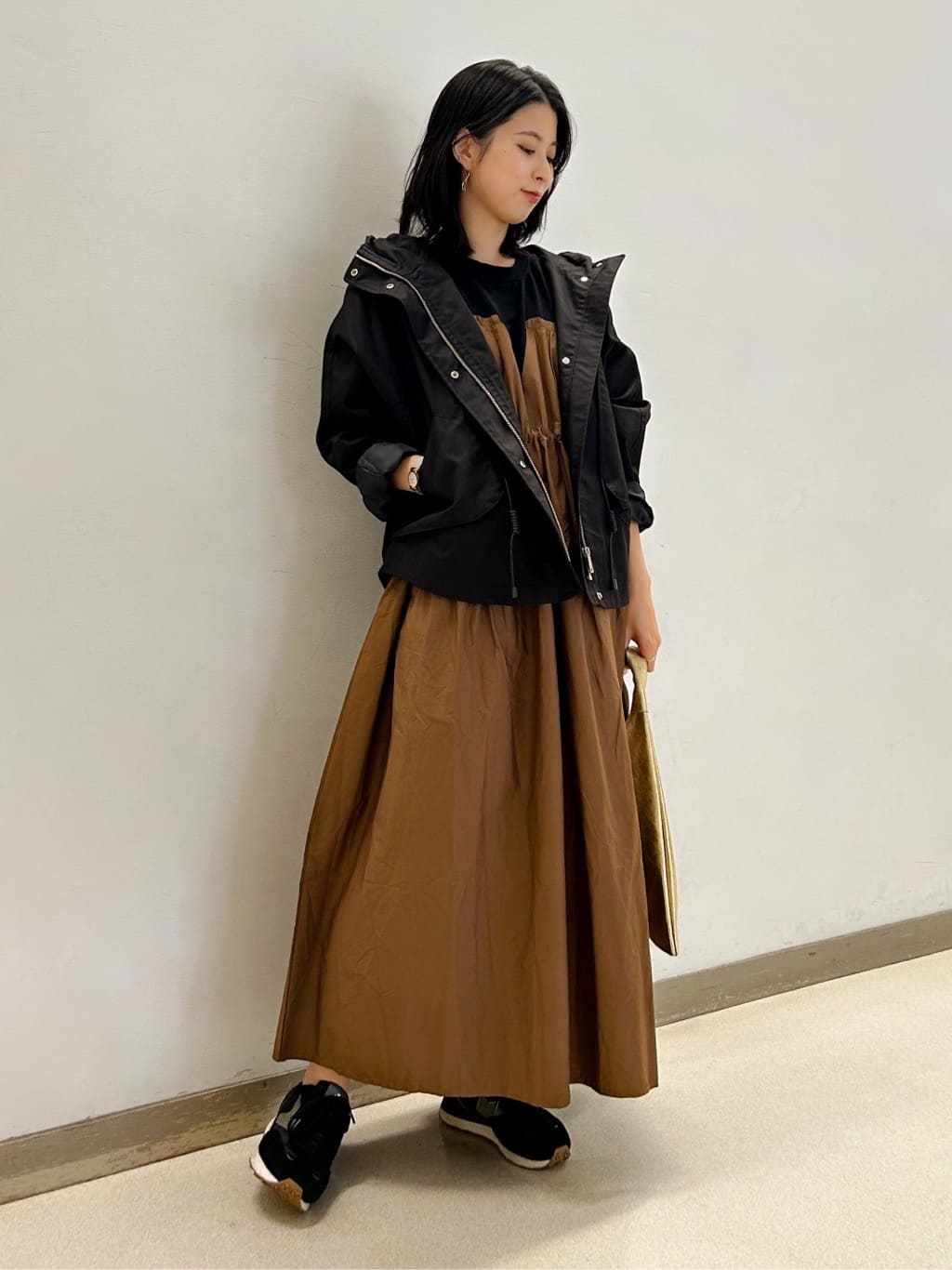 異素材使い配色ワンピース