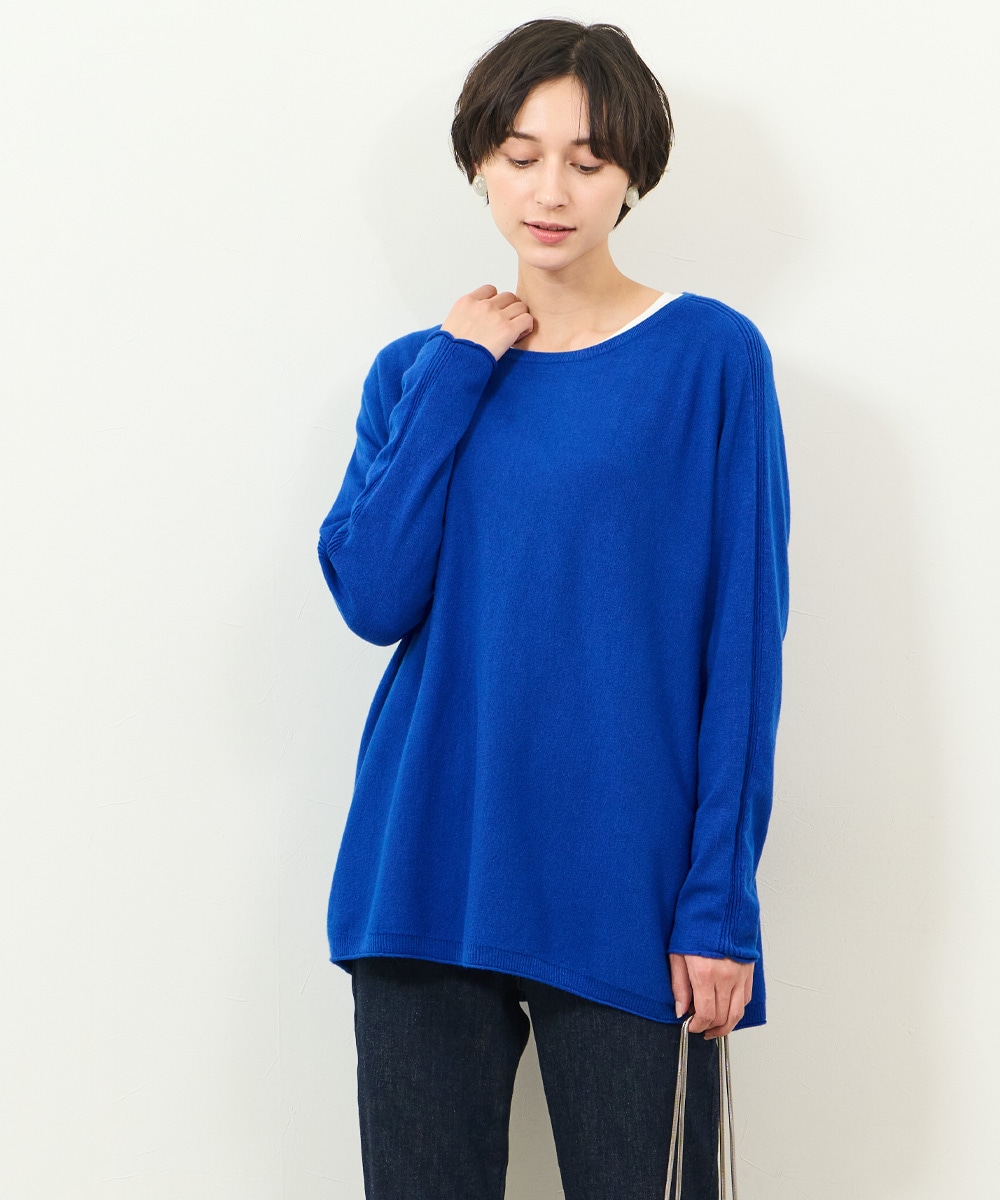 後ろボタンニットプルオーバー