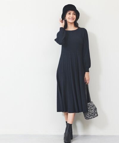 Aラインニットワンピース