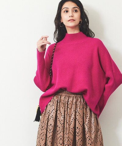 ハイネック袖リブニット