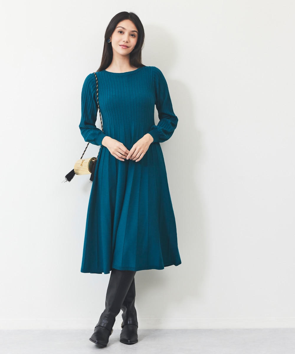 Aラインニットワンピース