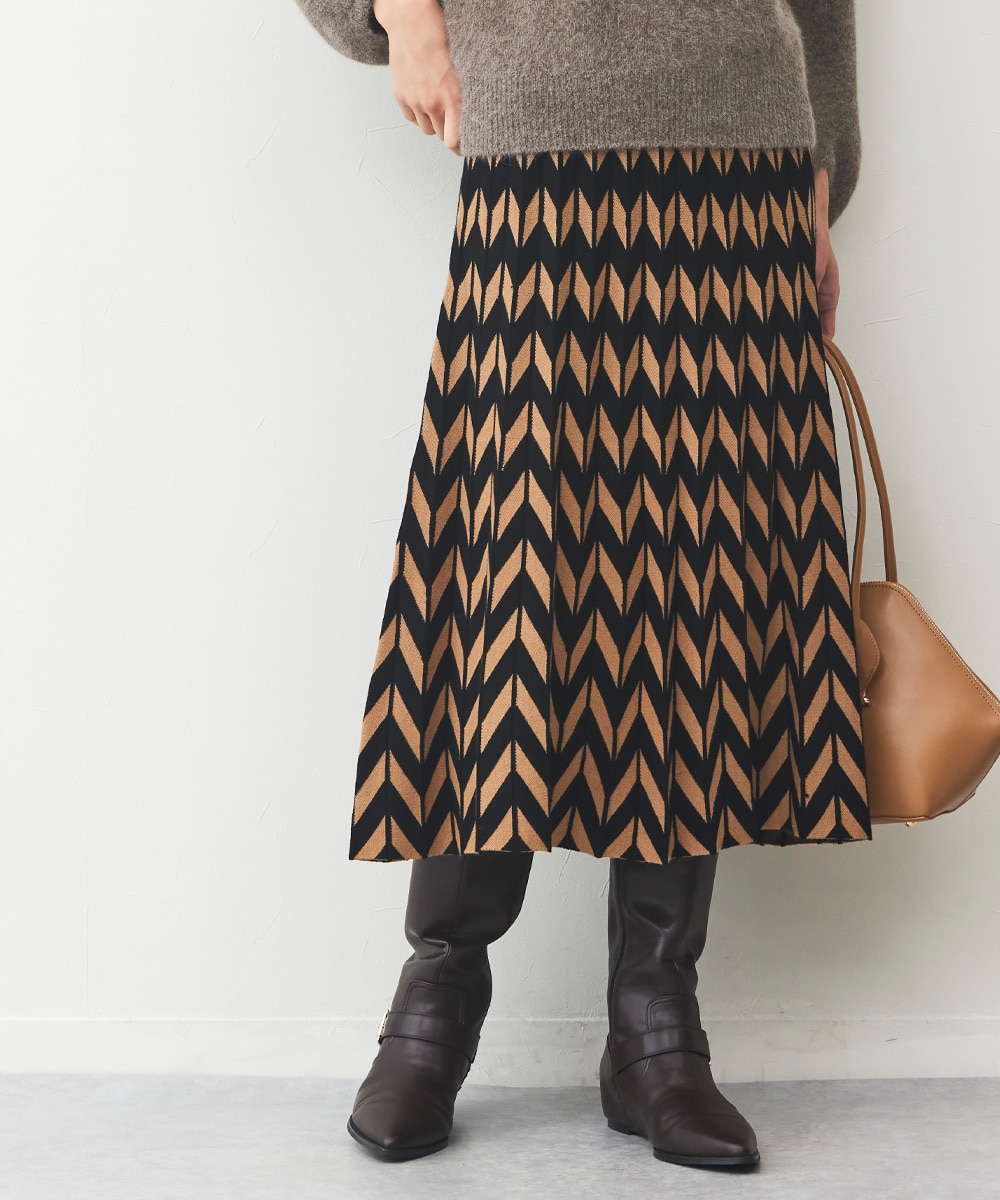ジオメトリックニットスカート