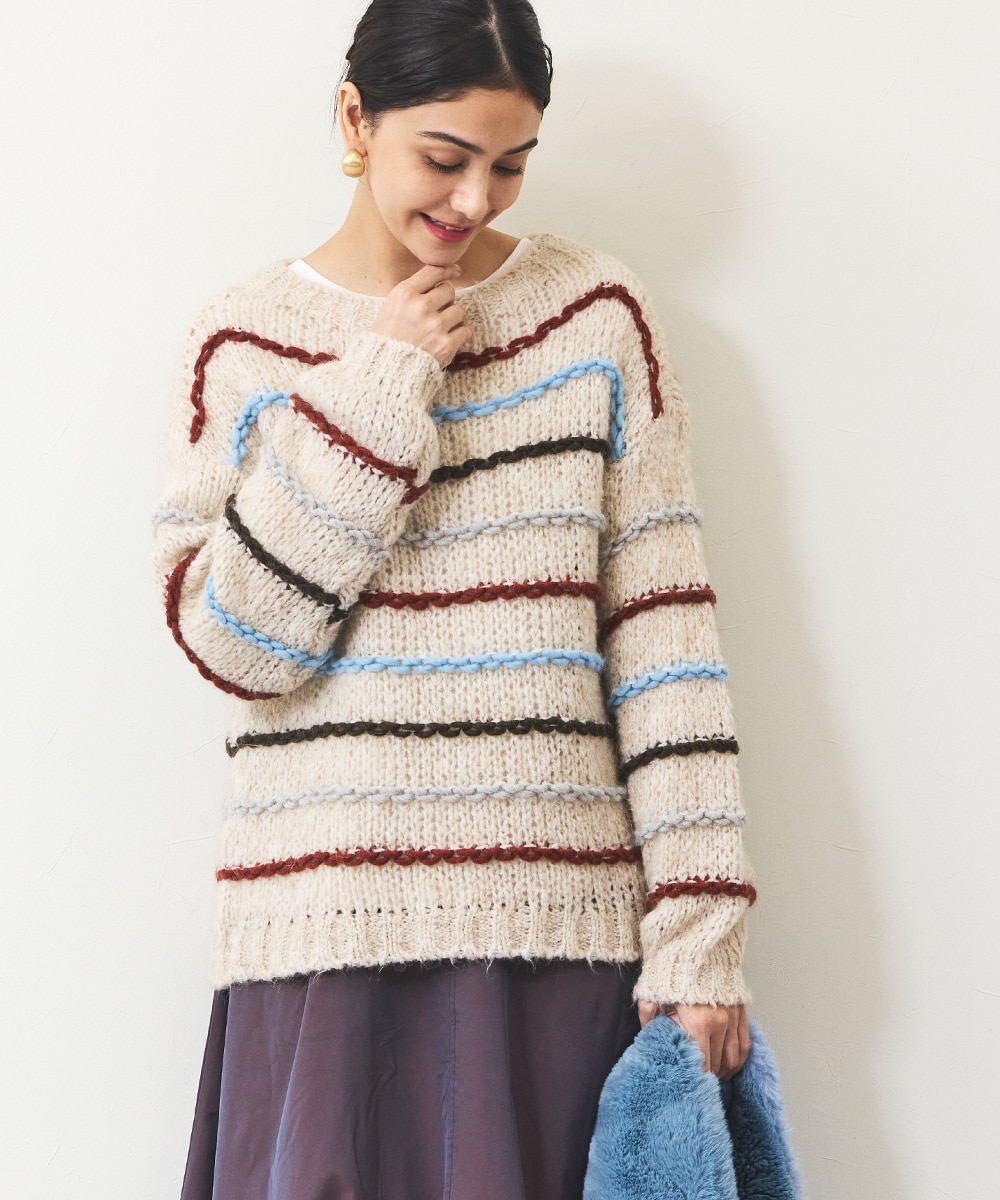 ツイストボーダーニット