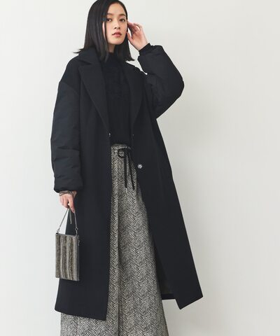 スリーブ切り替えロングコート