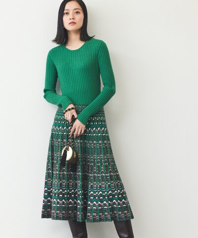 パネルニットワンピース