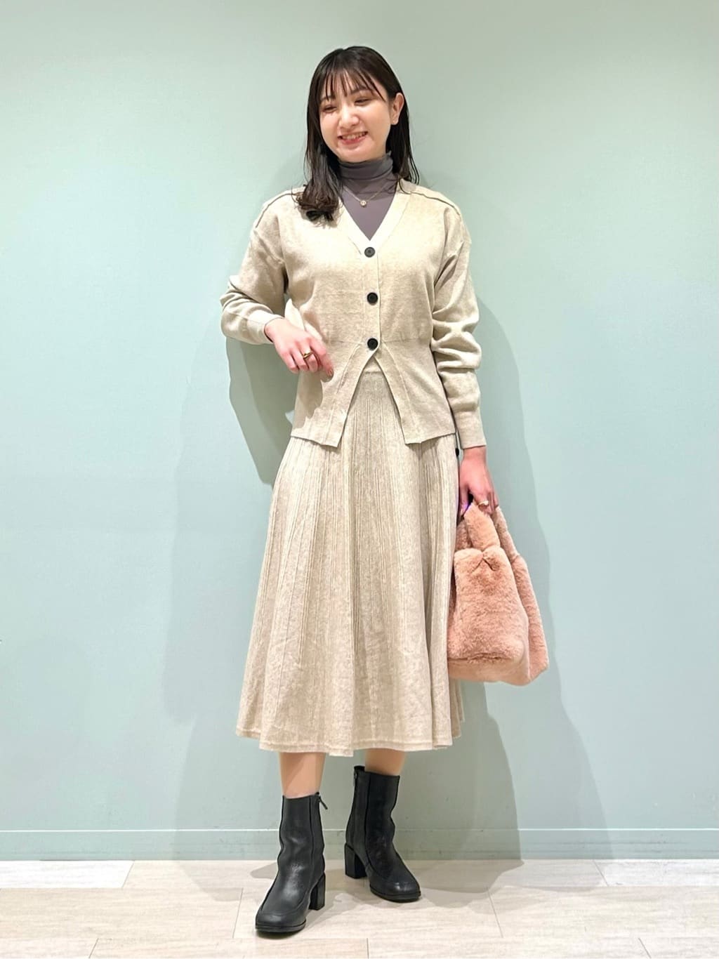 カーディガン&ニットスカートセット