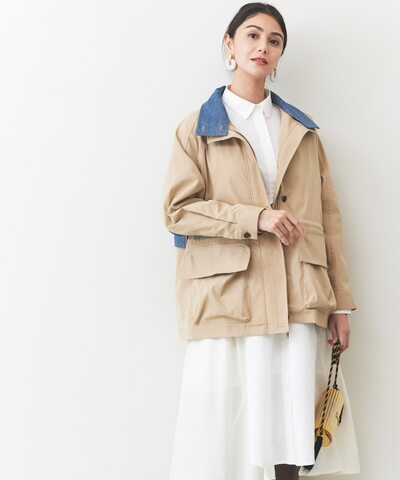 デニム切替コート