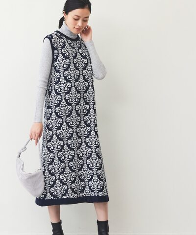 ジャカードニットワンピース