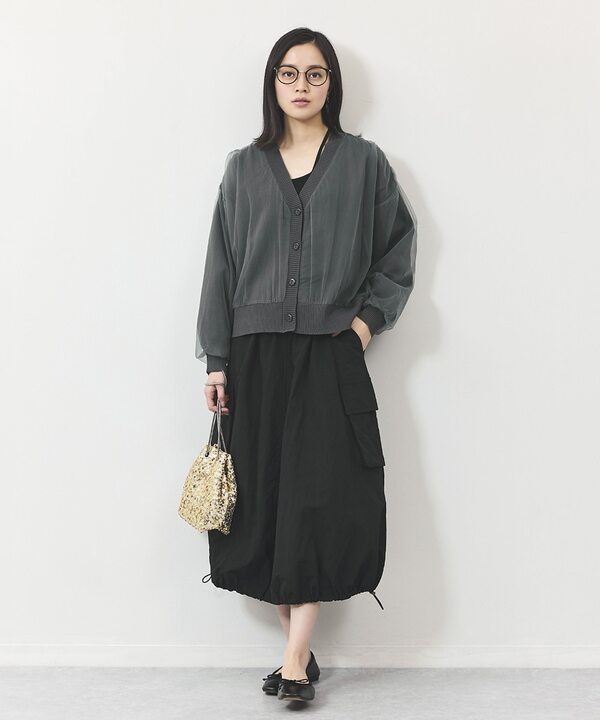 チュール重ねカーディガン