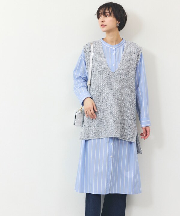 ストライプシャツワンピース