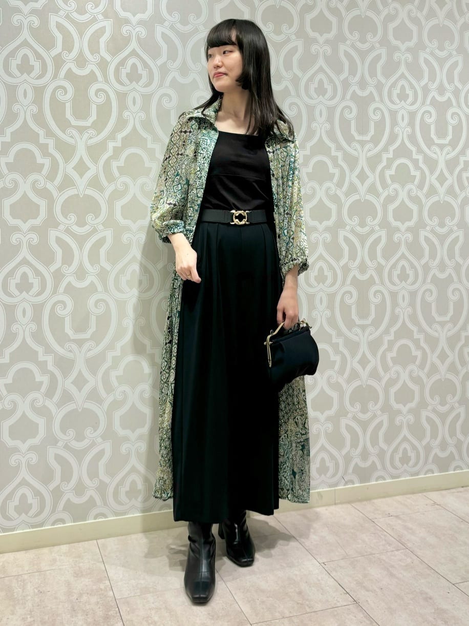 ペイズリープリントロングシャツワンピース