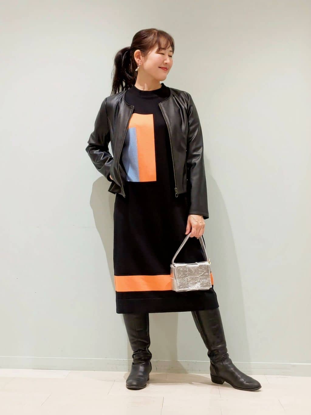 ジオメトリック柄ワンピース