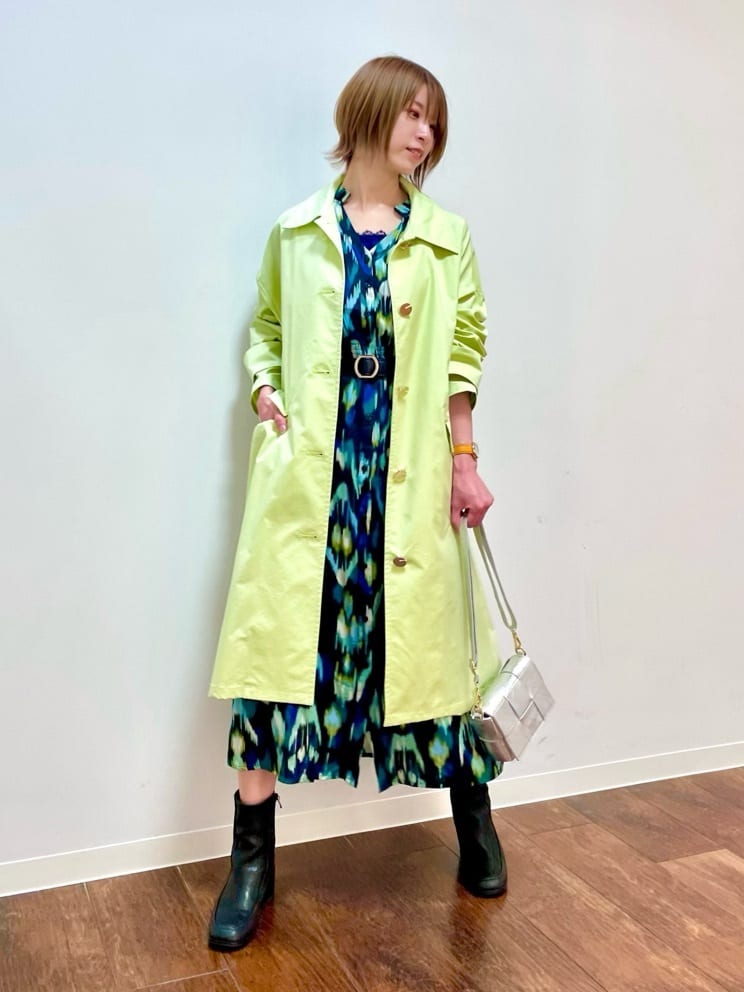 ぼかしシャーリングワンピース