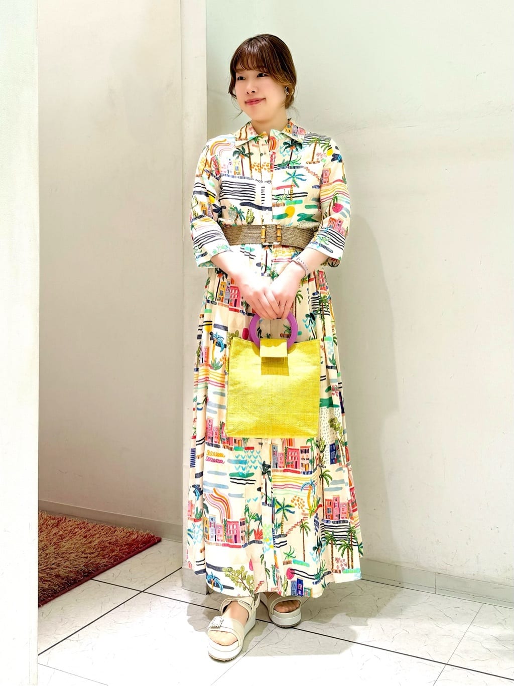 サマープリントロングシャツワンピース